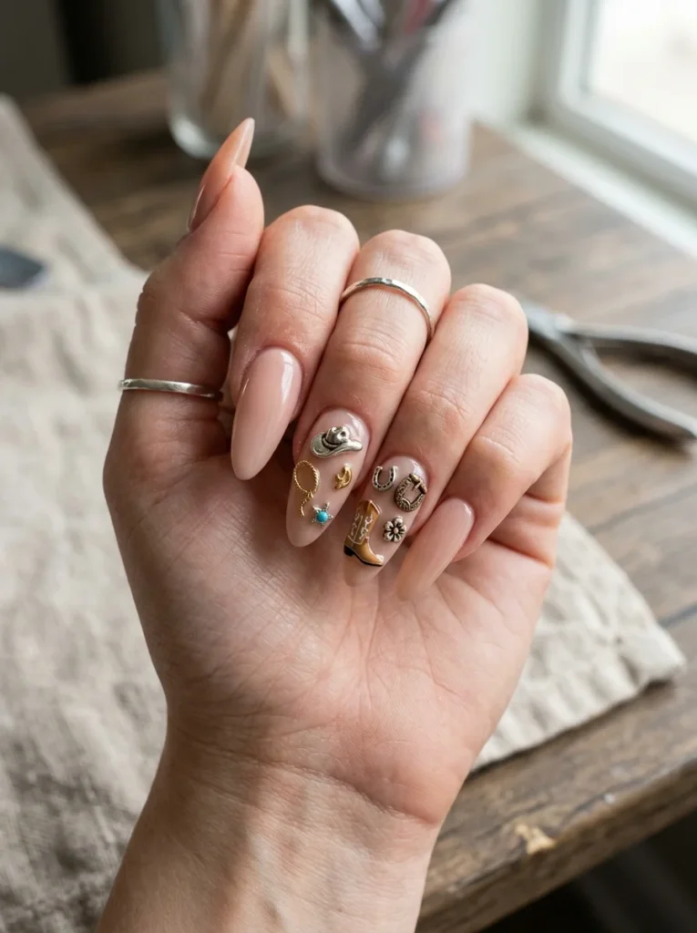 3D Cowgirl Charm Nails