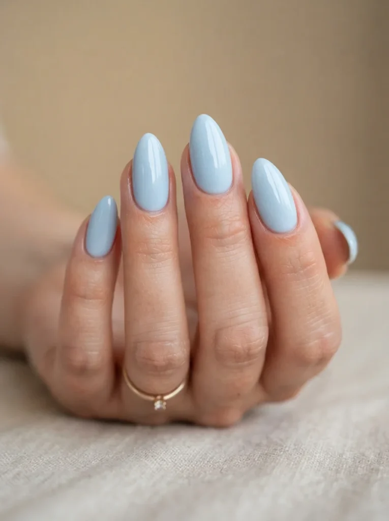 Blue Almond Nails