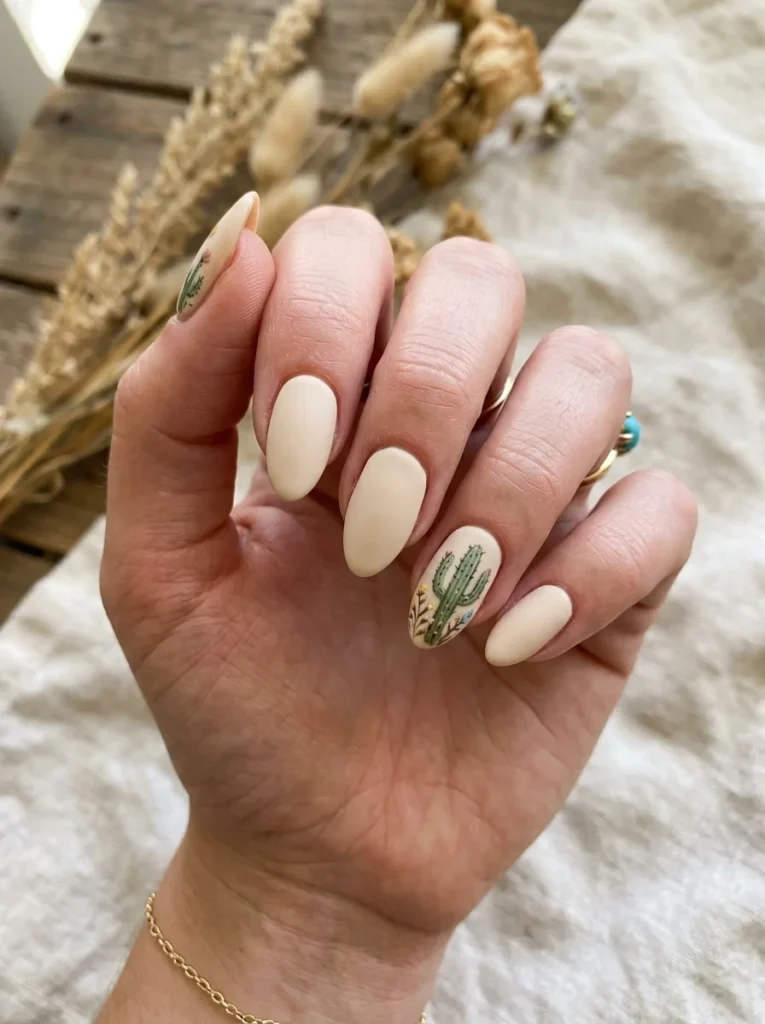 Cactus and Wildflower Nails