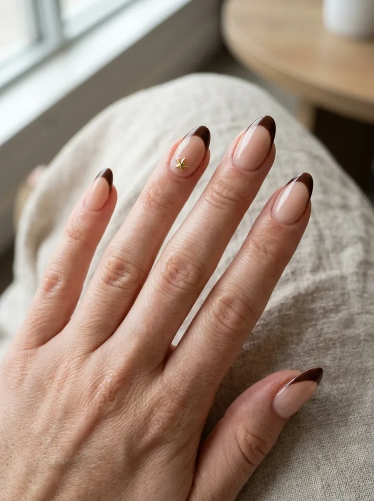 Chocolate Brown Western French Tips