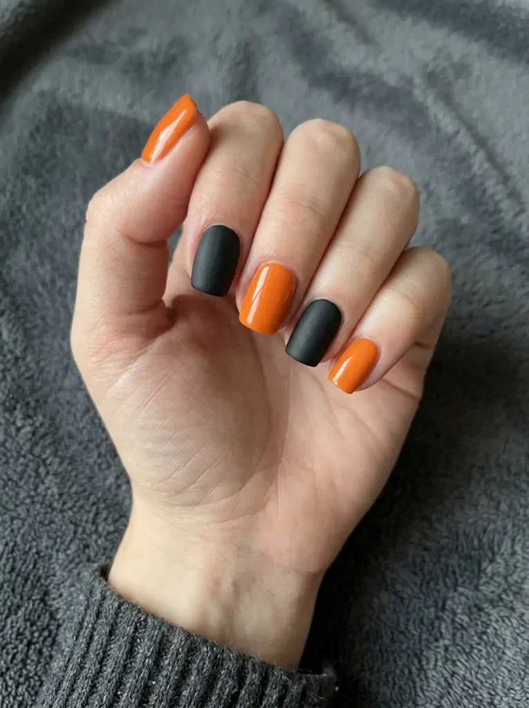 Classic Black and Orange Nails