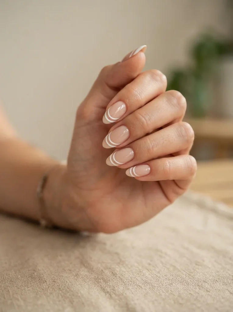 Double-Line White French Tips