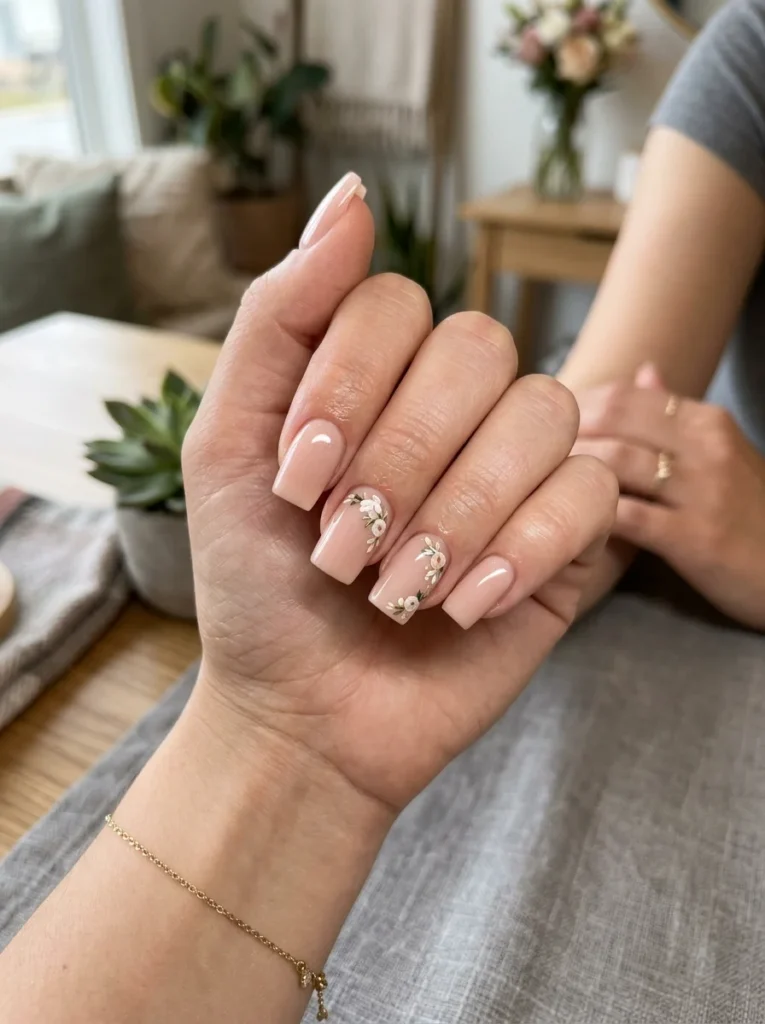 Floral Square Nail Art