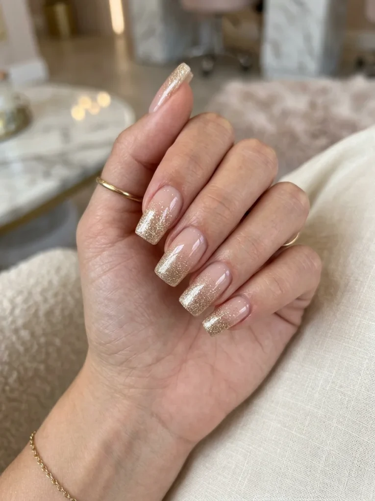 Glitter Ombre Square Nails