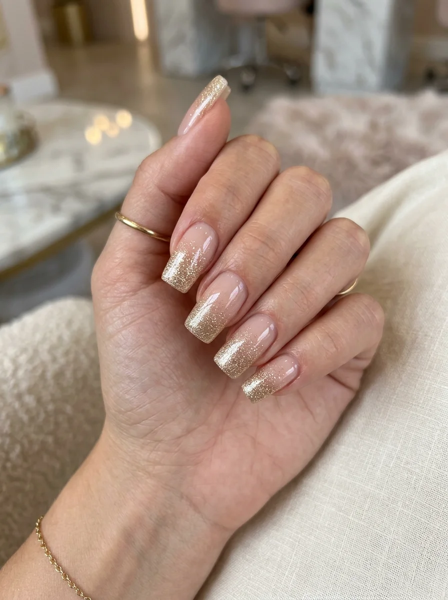 Glitter Ombre Square Nails