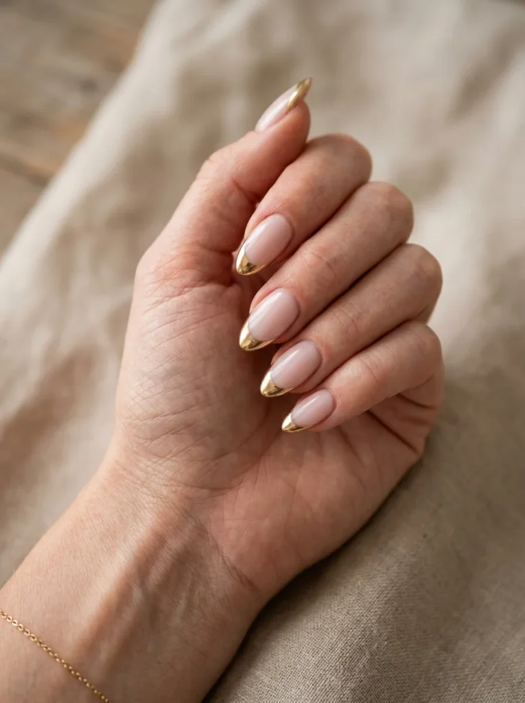 Gold Chrome French Tips