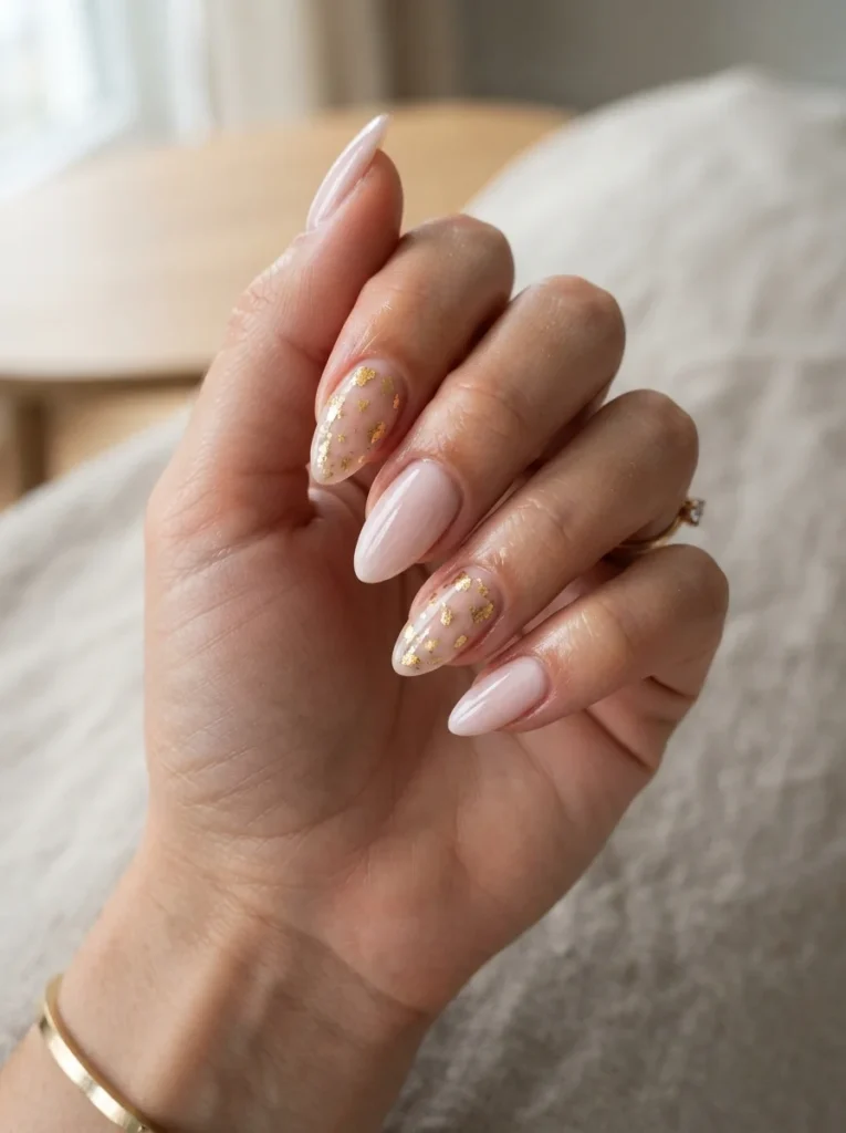 Gold Foil Almond Nails