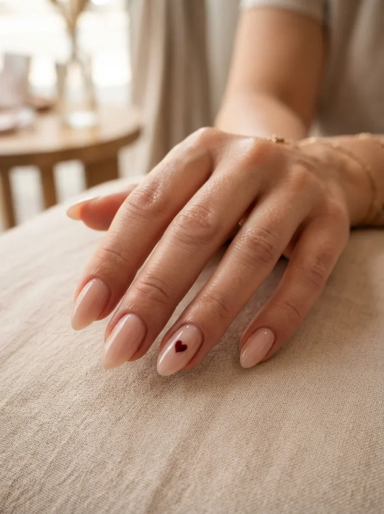 Heart Almond Nails