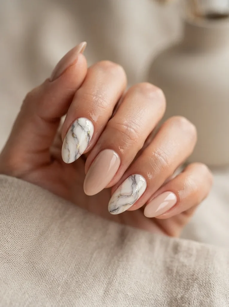 Marble Almond Nails