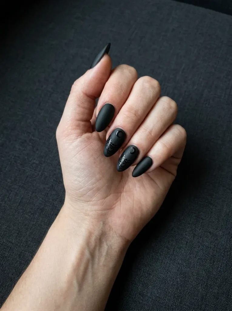 Matte Black Gothic Nails