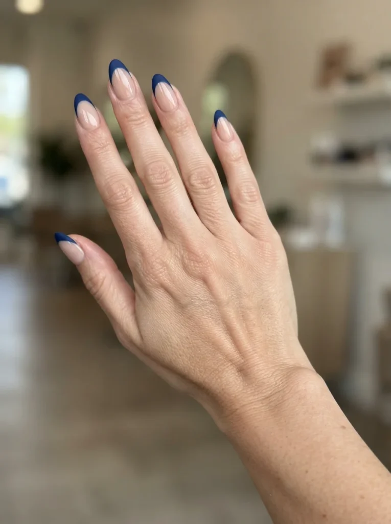 Matte Blue French Tips