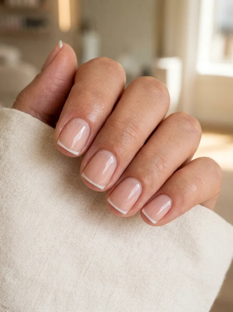 Micro French Short Square Nails
