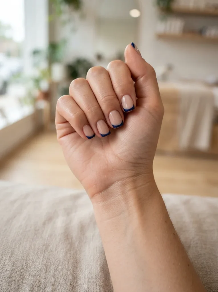 Navy Blue French Tip Nails