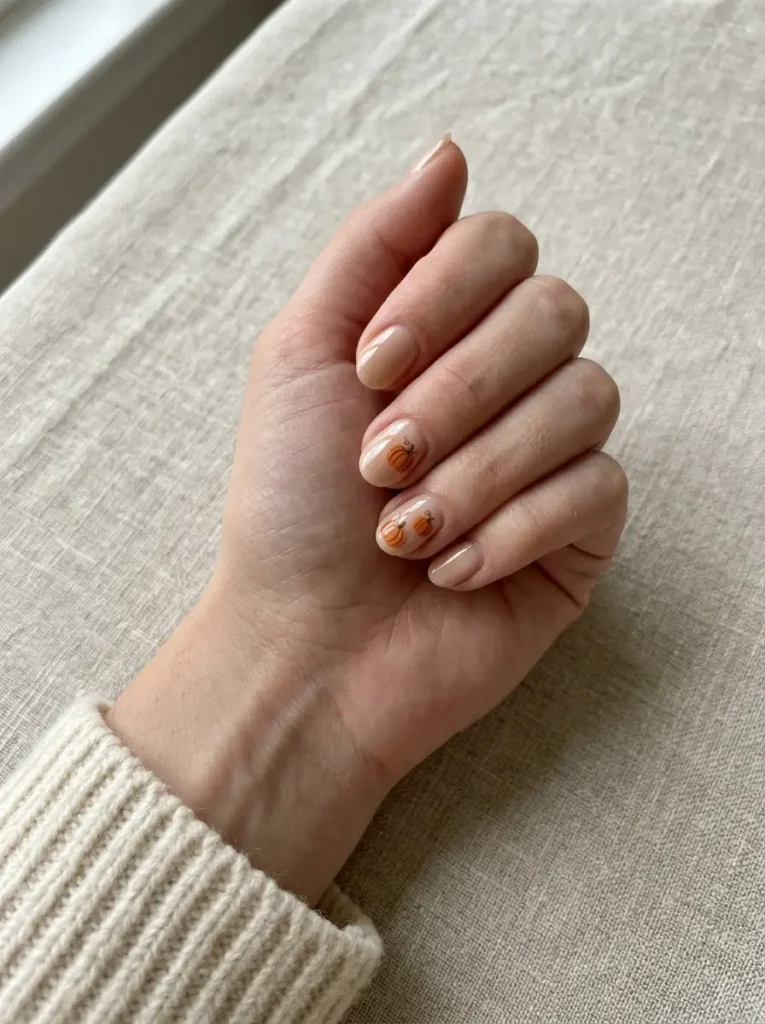 Tiny Pumpkin Nail Art