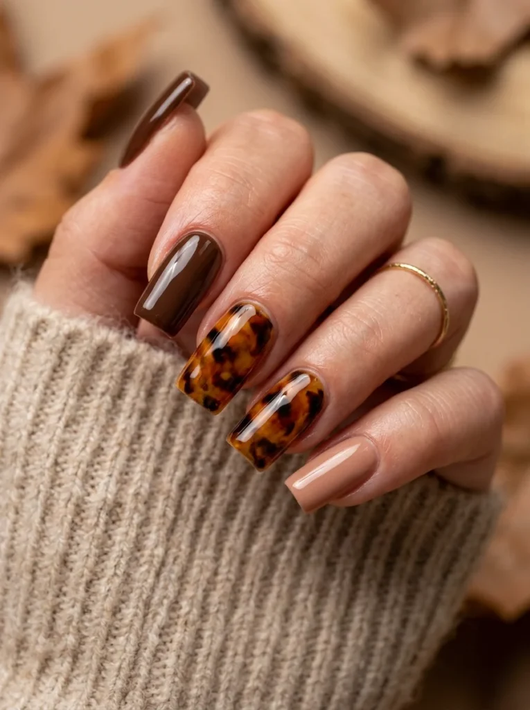 Tortoiseshell Square Nails