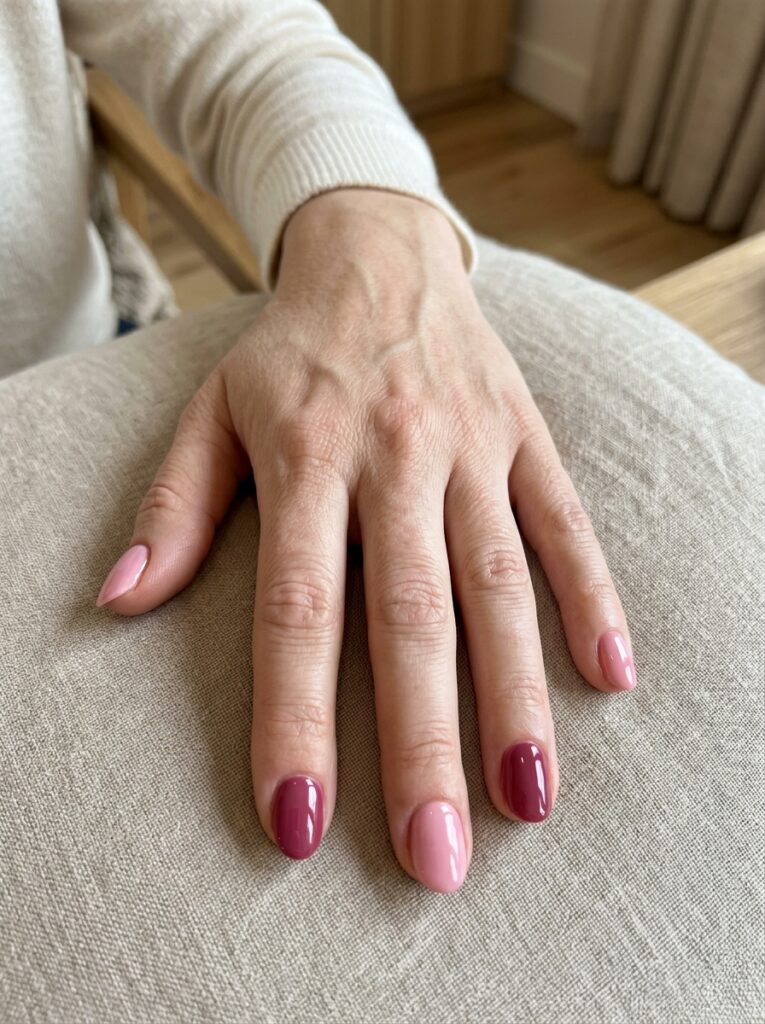 Alternating Color Gel Nails