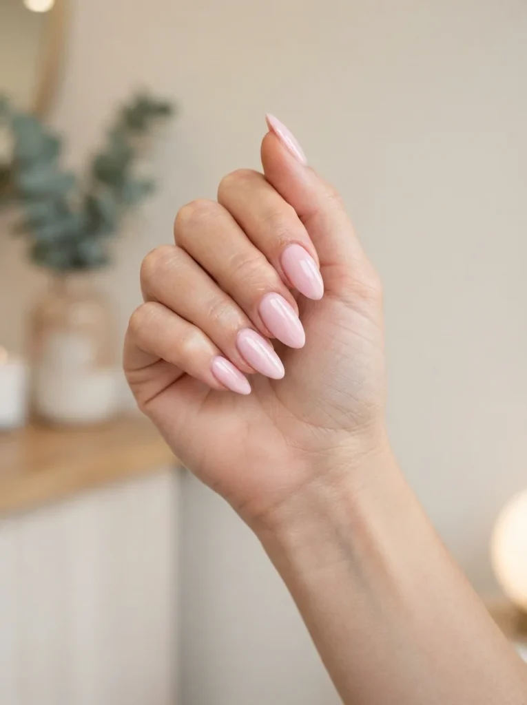 Baby Pink Almond Nails