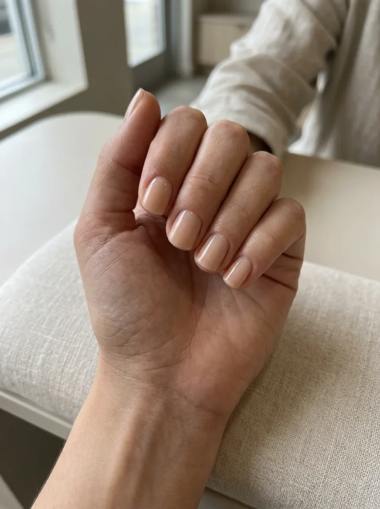 Barely-There Beige Acrylic Nails