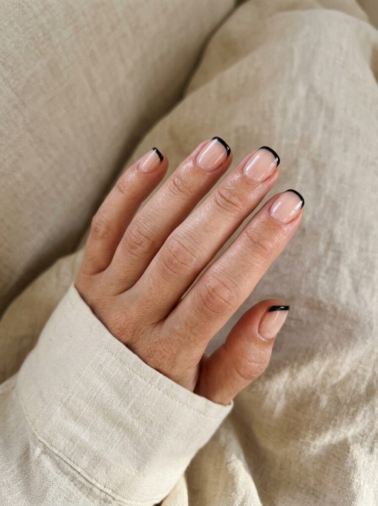 Black French Tips on Short Nails