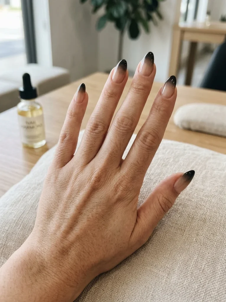 Black Ombre French Tip Nails