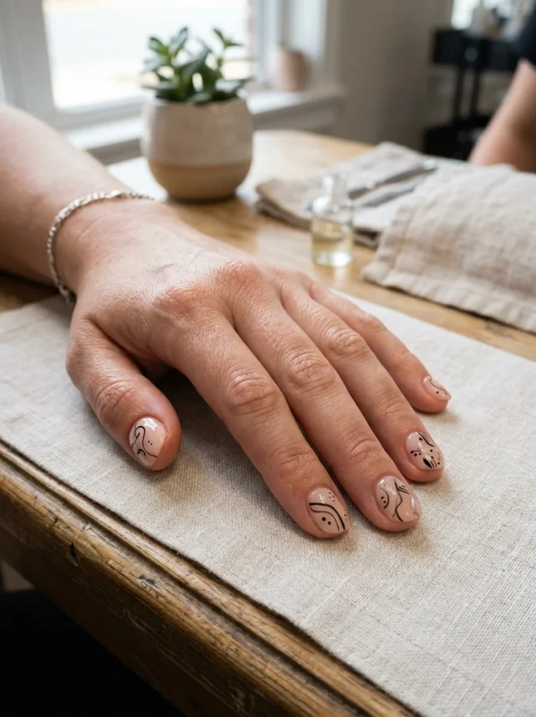 Black-and-White Abstract Nails