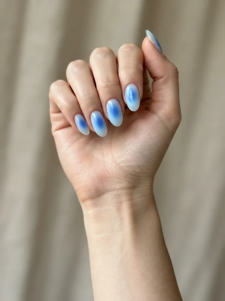 Blue Aura Acrylic Nails