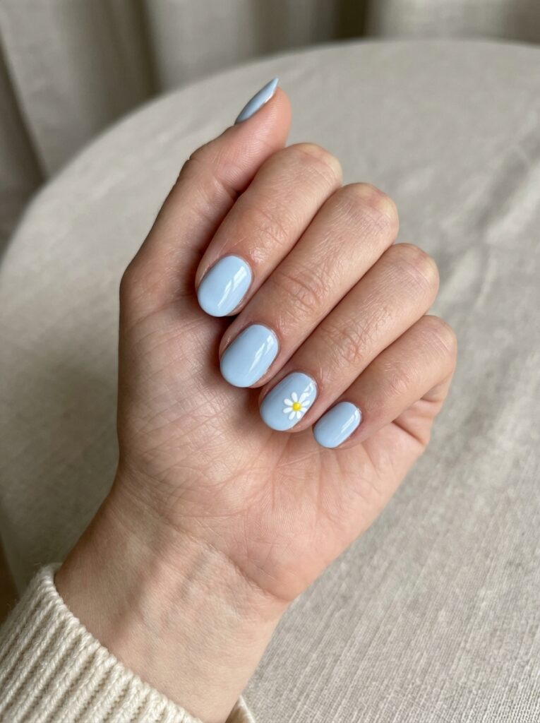 Blue Daisy Nails