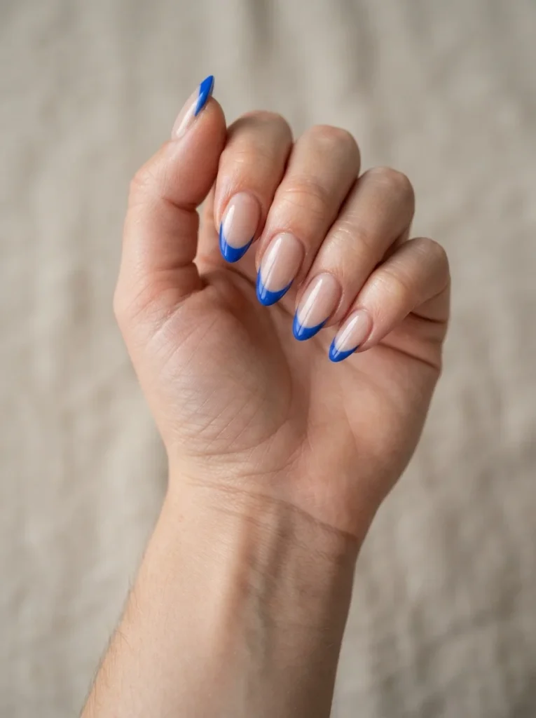 Blue French Tip Acrylic Nails