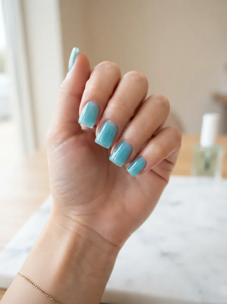 Blue Jelly Acrylic Nails
