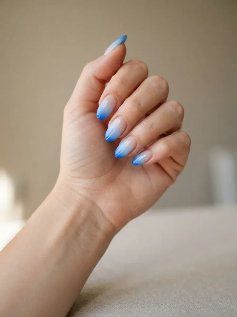 Blue Ombré Acrylic Nails