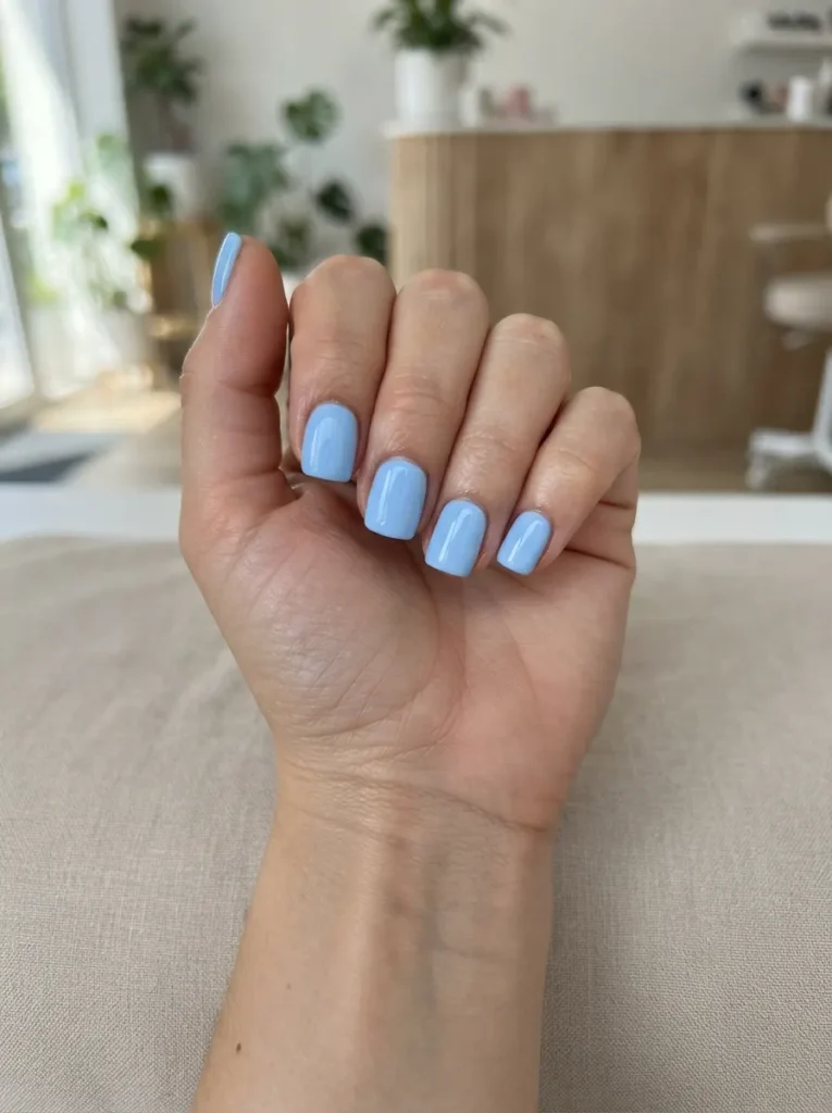Blue Short Acrylic Nails