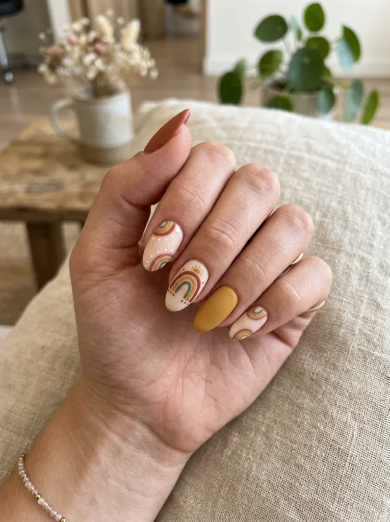 Boho Rainbow Nail Art