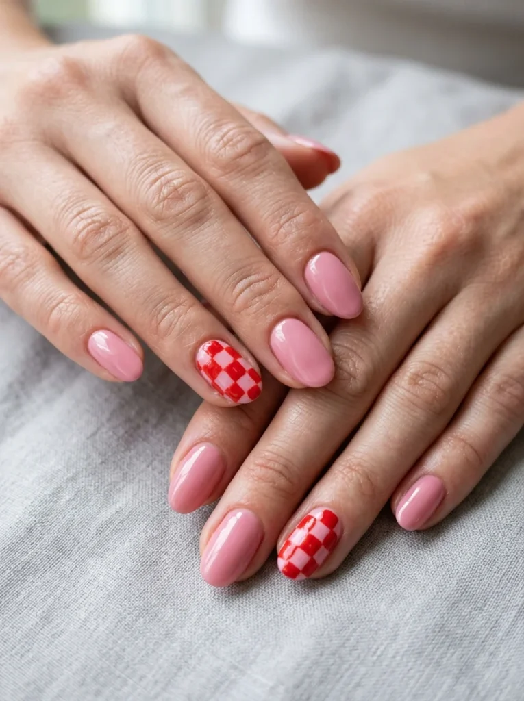Checkerboard Accent Nails