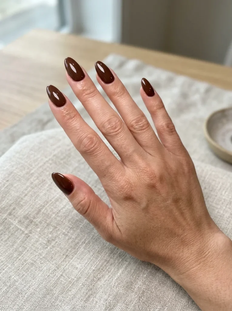 Chocolate Brown Almond Nails