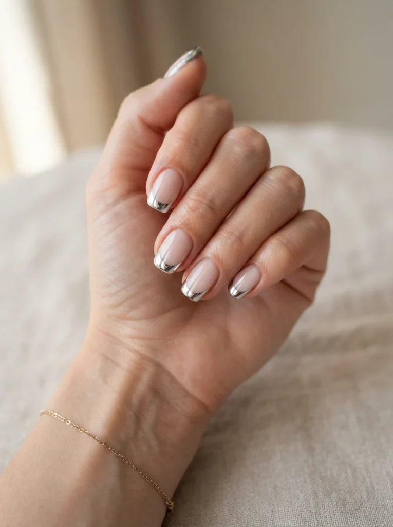 Chrome French Tip Nails