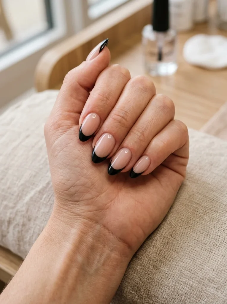 Classic Black French Tip Nails