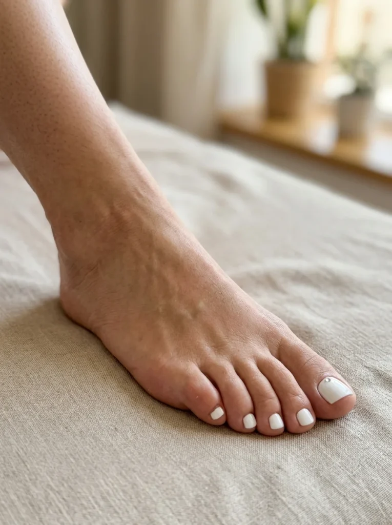 Classic White Toe Nails for a Clean Look
