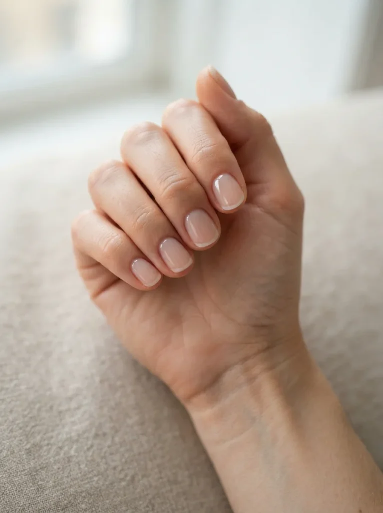 Clear Acrylic Nails With a Natural Base