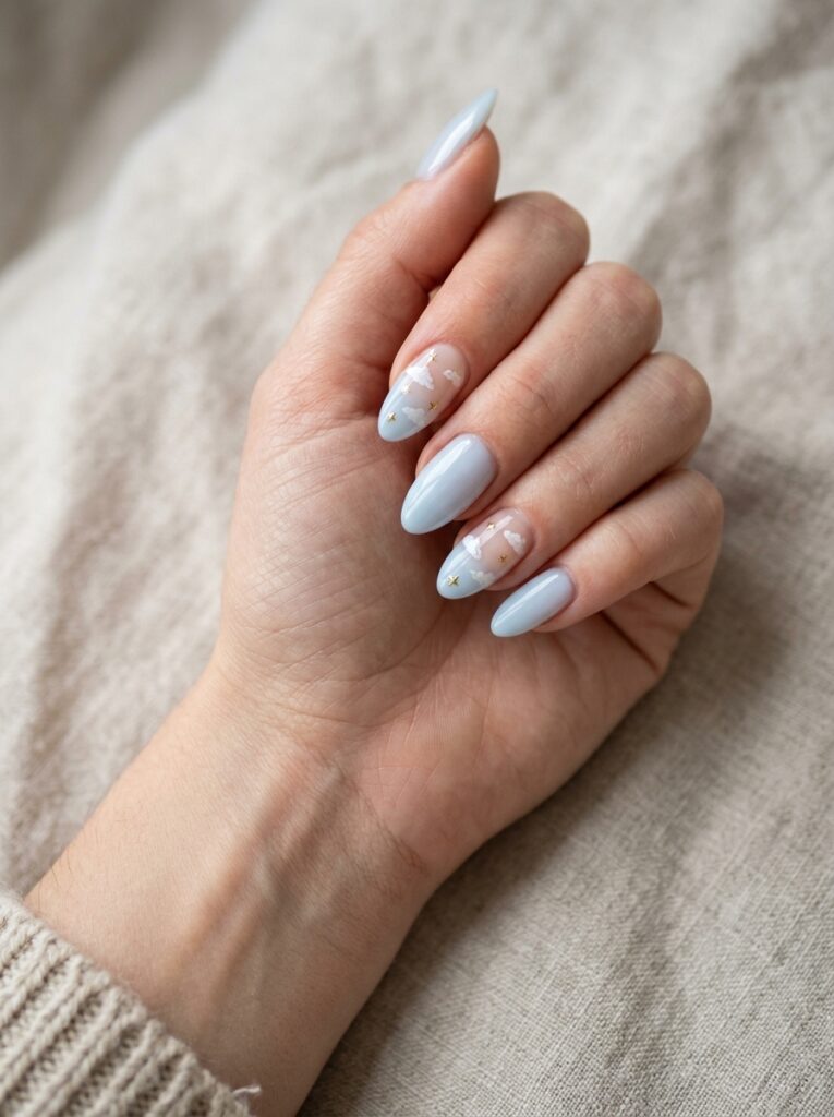 Cloud and Star Nails