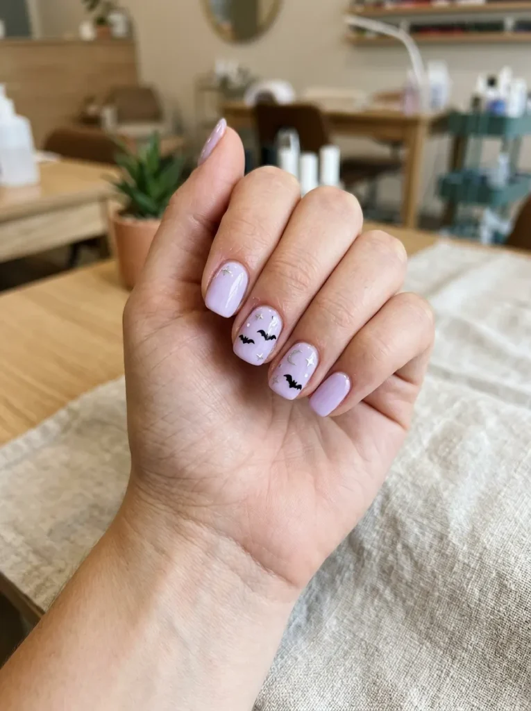 Cute Bat and Star Nails