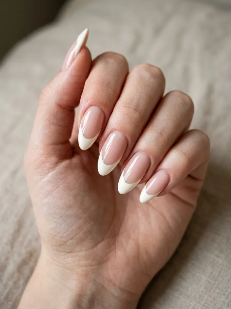 Deep French Tip Almond Nails