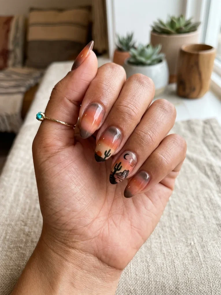 Desert Sunset Western Nails