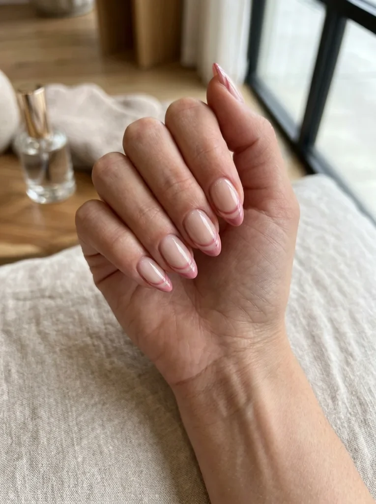Double-Line Pink French Tips