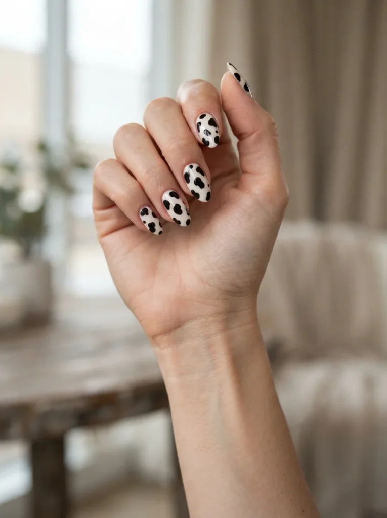 Easy Cow Print Nails