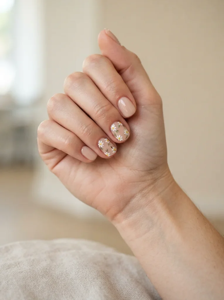 Floral Accent Nails