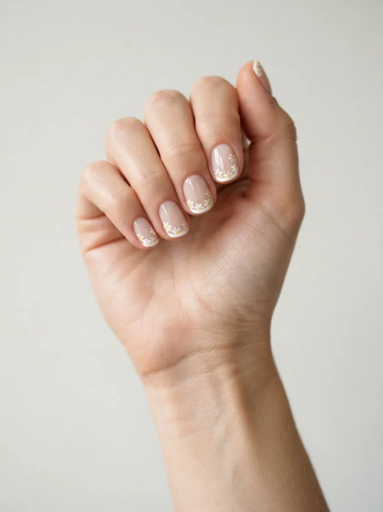 Floral French Tip Nails