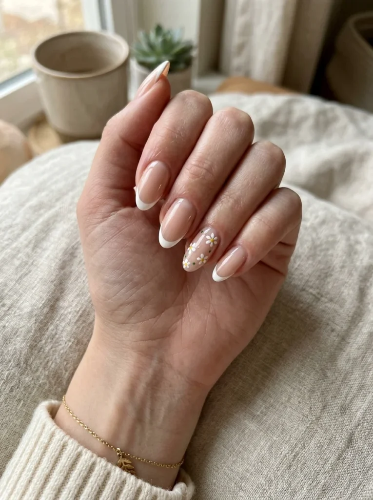 Floral French Tip Nails
