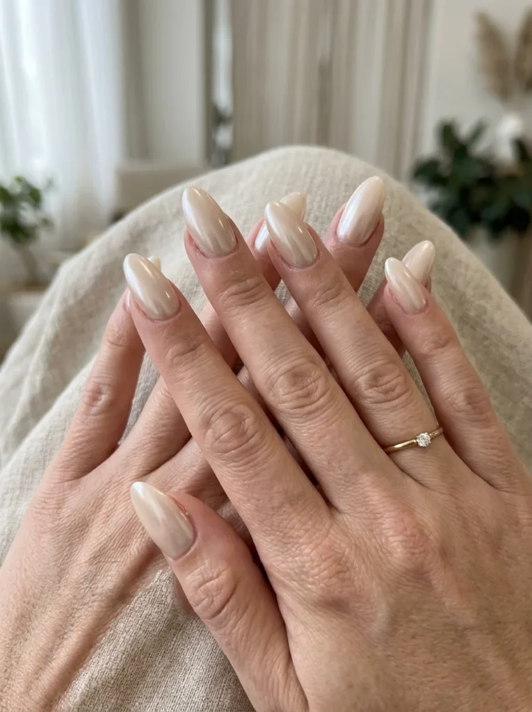 Glazed Pearl Chrome Nails