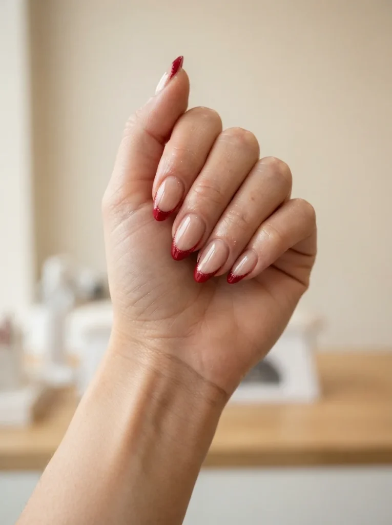 Glitter Red French Tips