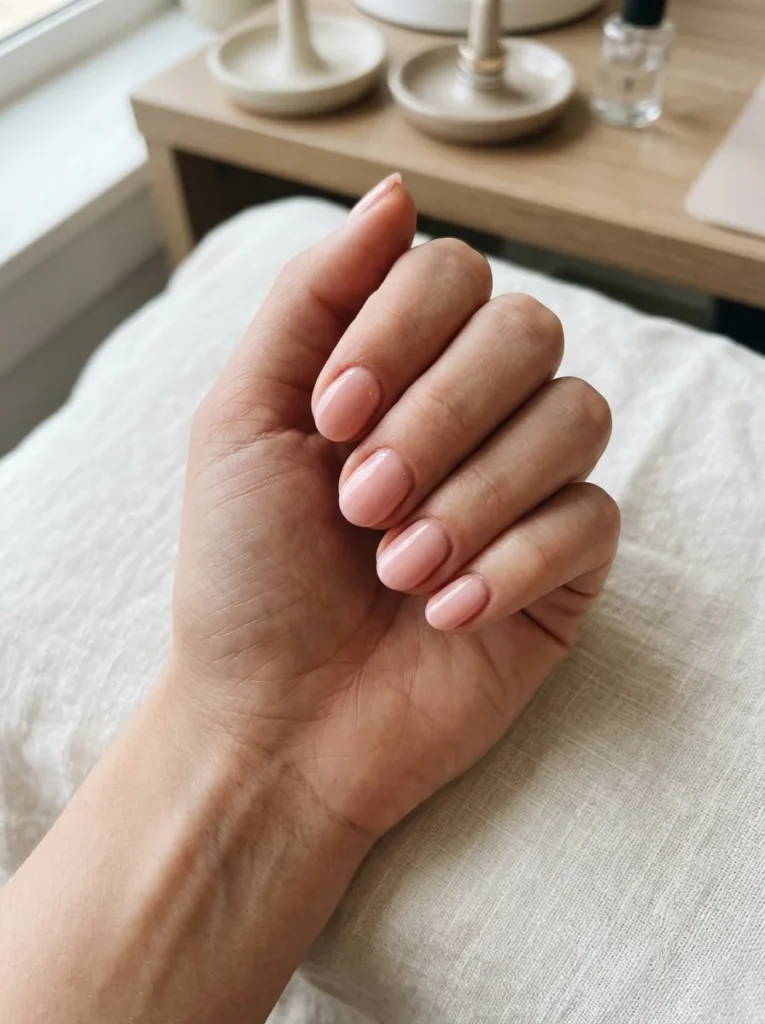Glossy Mochi-Pink Nails